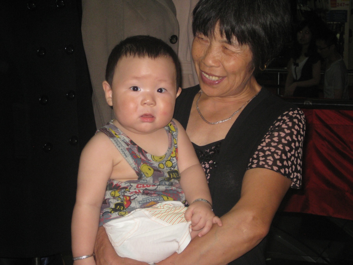 Chinese baby with his mom