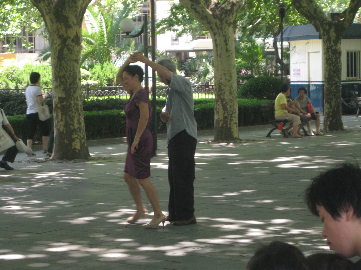 Ballroom dancing practice in the park