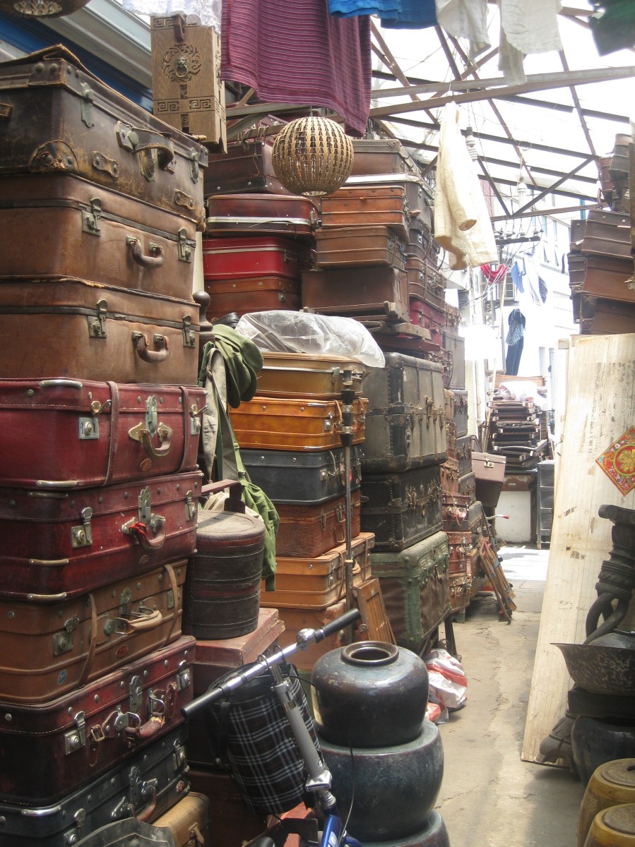 Suitcases on display at market